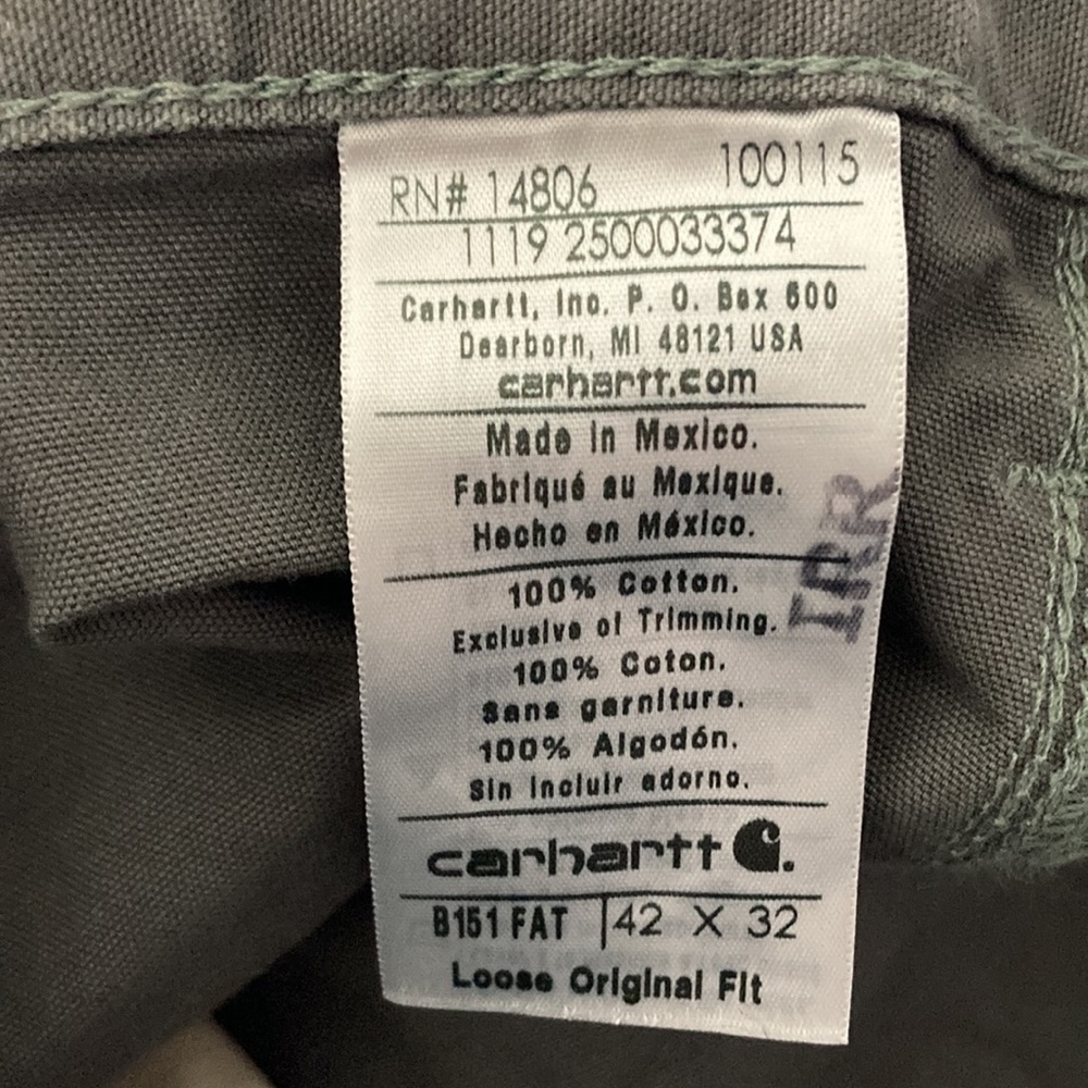Carhartt pants mens carpenter gray 42x32 Cotton - Picture 15 of 16